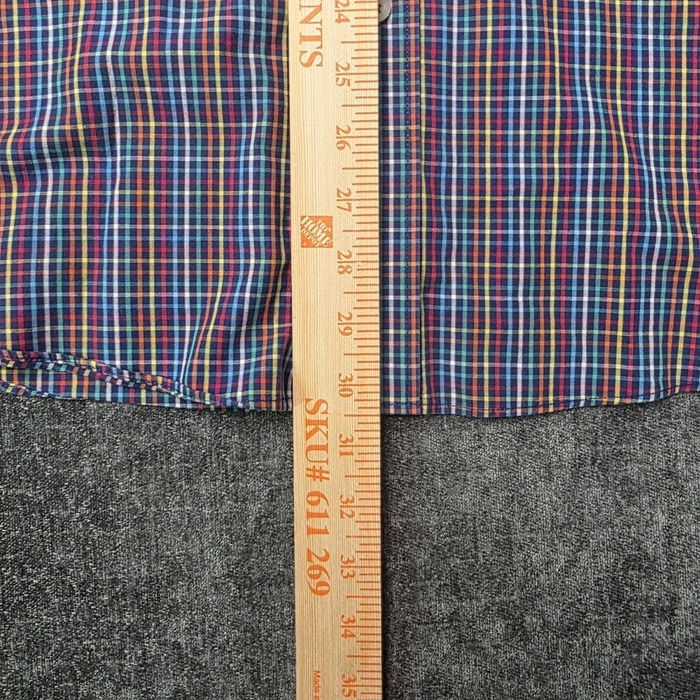 Alan Flusser Button Down Shirt Mens Large Rainbow Multicolor Plaid Long Sleeve L